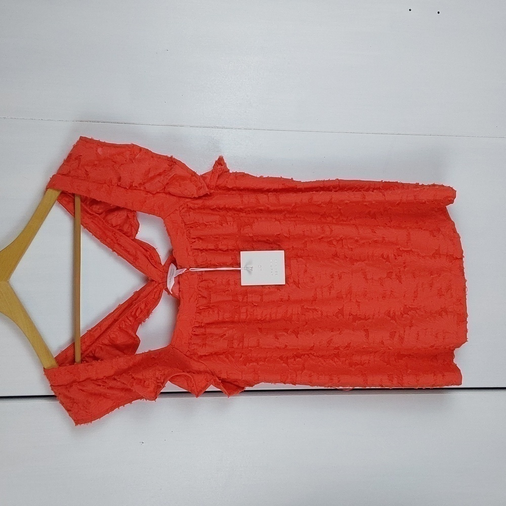 Lauren Conrad Womens Orange Coral Bright Ruffle Cropped Tank Blouse Sz.XL